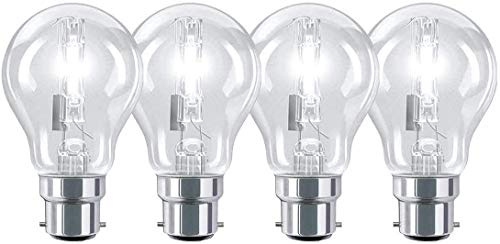 Lightsave Pack of 4-28W Eco Classic Energy Saving Halogen GLS BC/B22 Bayonet Cap Traditional Bulb.