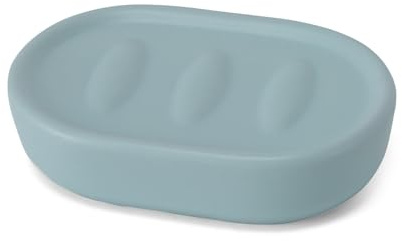 Portasapone Da Appoggio In Ceramica Turchese Opaco – Piattino Porta Sapone Bagno Design Moderno Antibatterico 12x8 cm – Linea Sidney