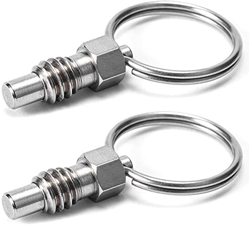 2 Packs Spring Plunger with Pull Ring, 3/8- 16 Thread Size, 0.44 Thread Length, Stainless Steel Non-Locking Type Stubby Hand-Retractable Spring Plunger Index Plunger