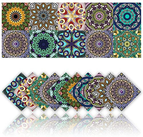 Cendray 20Pz Adesivi per Piastrelle Retro DIY Antiolio Impermeabile PVC Autoadesivo Stile Mosaico Boemo Decorazione Murale Bagno Cucina Parete Adesivi (10x10cm)