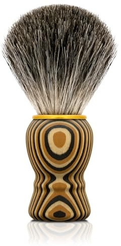 KIKC Hand Crafted Pure Badger Shaving Brush for Wet Shave, Soft Bristle, Art Annual Ring Wood Handle, Best Gift for Bearded Man