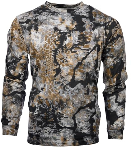 Kryptek Herr Stalker långärmad, 100% bomull, Stealthy Camo Tee Jakt, Skyfall, X-Large, Skyfall, XL