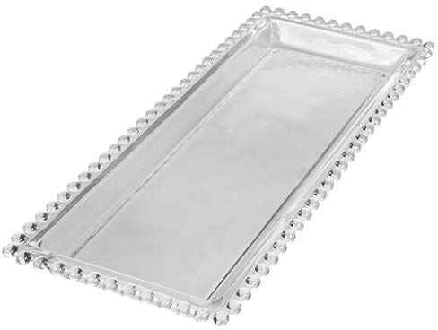 Serving Platter Glass Beaded Edge Tray Serving Dish (Extra Large) | Hand Wash, Serving Plate, Cake Platter, Beaded Edge, Bella Perle, Large, Aflresco Dining