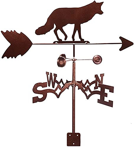 CAZARU Wetterfahnen Wilder Fuchs Silhouette Wetterhahn Edelstahl Wetterfahne Windrichtungsanzeiger mit Anti-Rost-Beschichtung für Outdoor-Tierdekor-Handwerk