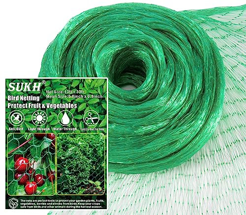 Sukh 4x10m Garden Netting Mesh - Garden Netting for Veg Patch Fine Mesh Anti Bird Netting for Fruit Trees Vegetables Strawberry Cherry Tree Grass Seed Pond Plant Netting Protection Birds Pigeon Deer