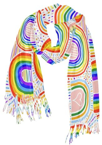 747 Damen Winterschal Bunter Regenbogenpunkt Frauen Schal Große Schal Scarf Stola Elegante Schalcape Für Geschenk Freizeit Hochzeit 68X196Cm