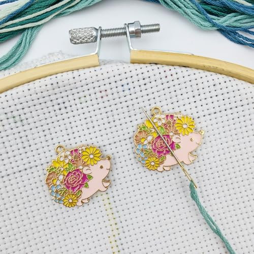 MAGNEECH Blumen-Igel-Nadel-Set – Magnetischer Nadelhalter für Kreuzstich, Stickzubehör – Lustiger Nadelhalter (2 Stück)