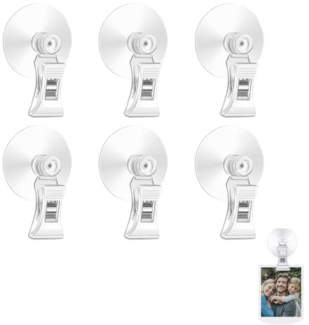 Kiuiom 6 Pezzi Gancio A Ventosa Clip,Supporto Per Clip Con Gancio A Ventosa,Ventosa Clip Trasparente,Clip A Ventosa In Plastica,Acquario Porta Biglietto MorsettoPer Ufficio,Cucina,Supermercato