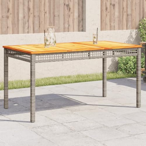 Bulliing Gartentisch Terrassentisch Wetterfest Lounge Tisch Outdoor BalkonhäNgetisch Grau 140x80x75 cm Poly Rattan Akazienholz