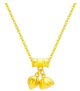 Epinki Echt Goldschmuck, Gelbgold 24 Karat 999 Halskette, Blumen Anhänger Kette, 18K Gold Damenkette