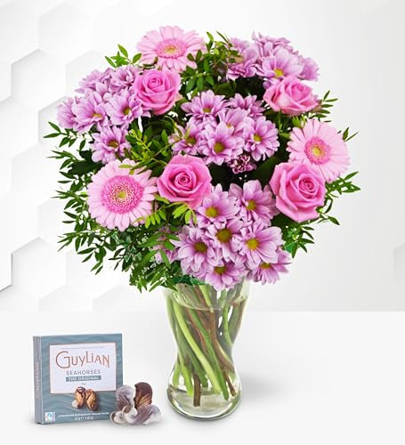 Perfección Rosa con chocolates - Ramo de Flores – Regalo Fresco para Cumpleaños o Día de la Madre – Arreglo de Lujo con Entrega al Día Siguiente – Sorpresa Elegante para Ella