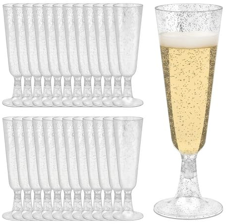 25 Stück SektgläSer Plastik, 150ML Durchsichtige SektgläSer