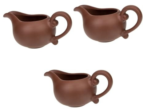 Tasse en céramique vintage de style japonais, 3 pièces, pichet à lait en céramique, pichet à sirop en faïence de style japonais, pichet à vinaigrette, pichet à expresso, bouteille à sirop(Brown)