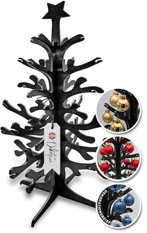 Dekotree – Metall Weihnachtsbaum 37cm Schwarz als Moderne Tischdeko – minimalistischer Deko Tannenbaum aus Metall für Weihnachtsdeko – stabile Alternative zum Christbaum mit Platz für 24 Kugeln