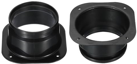 YOKIVE 2 Pcs Duct Connector Flange, Plastic Square to Round Straight Hose Flange Connect Air Duct, Great for Ventilation System (Black, 4-Inch)