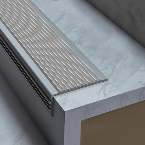 Profilo per Bordi Scala Strisce antiscivolo per scale, per piastrelle/scale in cemento, 50 cm, 100 cm, 152 cm, 280 cm, 355 cm, 508 cm, battiscopa in PVC per scale, protezione per(Gray,180in/457cm)