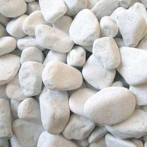 Ciottoli Bianco Valle D'Itria Pietre Sassi Naturali Decorativi Giardini Aiuole Vasi Vendita a Kg (1, 40/60 mm)