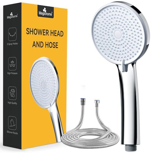 Shower Head and Hose 1.5M, Magichome 5 Modes High Pressure Shower Head, Universal Handheld Showerhead for Low Water Pressure