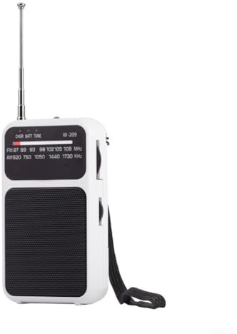 Radio Pequeña, Portátil De Bolsillos con Transistor De Batería, Am/FM/SW Radio De Batería De Sintonía Digital -Radios De Bolsillo De Radios, la radios de Repuesto (White)