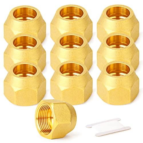 GASHER 10PCS Brass SAE 45 Degree Flare Tube Fitting,1/2 Flare Nut Air Conditioning Copper Pipe Extension Butt Copper Tube