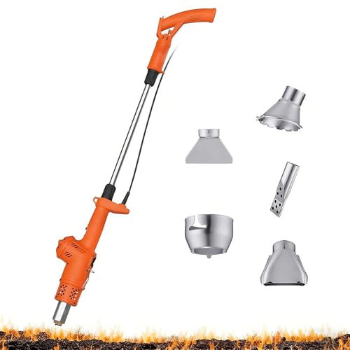 Bruciatore elettrico per erbacce e accenditore per barbecue 3 in 1 - Torcia ad aria calda da 2000 W con 5 ugelli, calore a 650 °C e cavo da 1,8 m per giardino/patio/vialetto (bastoncino termico per di