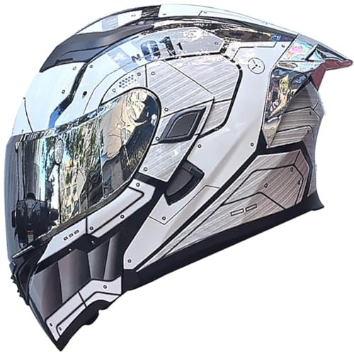 Letetexi Flip Up Front Motorbike Helmet Bluetooth Slot Full Face Modular Motorcycle Helmet with Double Visor DOT/ECE Approved Helmet Chin Strap Crash Helmet for Men Women Bright Black