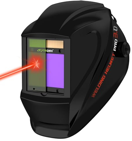 TRQWH Laser Auto Darkening Welding Helmet OD10+ 190nm-450nm&900nm-1100nm Large Viewing Laser Safety Helmet Protective Mask Eye Protection for Laser Welding/Laser Cutting/Laser Cleaning/Laser Marking