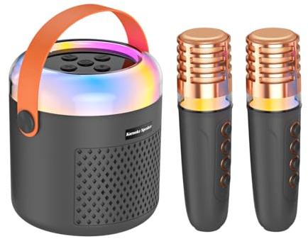 Machine À Karaoké Portable | Enceinte De Voyage avec Lecteur Musical Et Lumières LED - Enceinte Portable avec Microphone | pour Voyage, Camping, Maison, Pratique De Chant, Réunion Familiale,