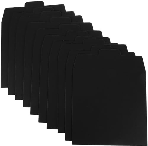 BAZEITFLOW 20 Sobres de Papel Kraft Negro para CD y Dvd Diseño Chic, Fáciles de Abrir y Cerrar, Evita Discos se Caigan, Paquete de 20 Unidades para Almacenaje Seguro