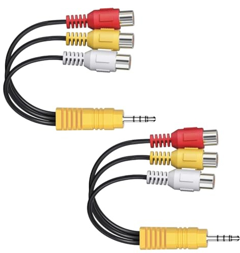 CanQuanSWZX 2PCS 3,5mm Stecker Klinke auf 3X Cinch Buchse, 3 Cinch auf 1 Klinke Stecker, Audio Video Kabel für PC, Mac, AV-Receiver, DVR und TV Box