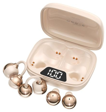 FADCAMELOS Juego de auriculares inalámbricos 2 en 1, clip de oreja abierta y mini auriculares para dormir, batería de 36 horas, sonido de graves, ultra cómodos, IPX5 impermeable, elegante para trabajo