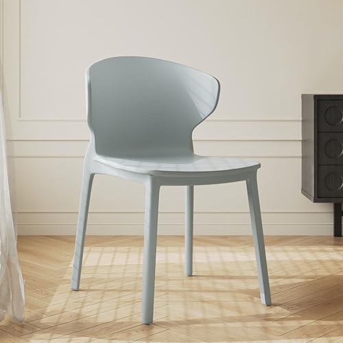 Stapelbara köksstolar i plast – inomhus/utomhus uteplats sittplatser för restaurang bistro och kafé – enkel montering fri design (grå)