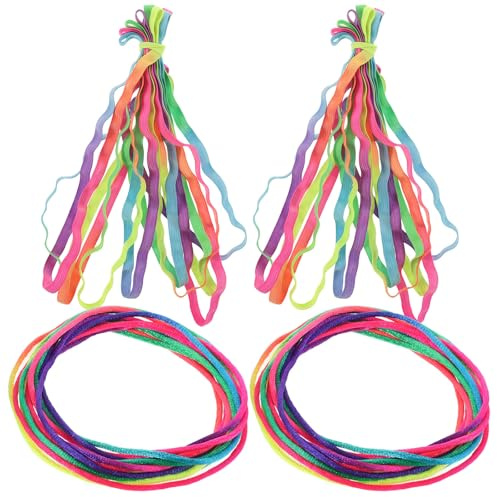LALAFINA 4piezas Cuerdas para Saltar de Goma Ancha Resistentes y Duraderas Cuerdas Elásticas para Fitness y Ejercicio al Aire Coloridas y Portátiles para Entrenamiento Infantil y Adulto