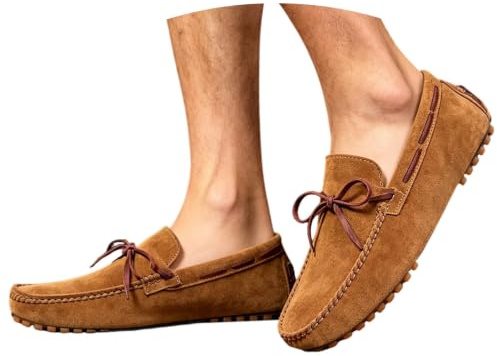 LXGKEKSKG Elegantes Zapatos Casuales sin Cordones para Ocasiones Festivas Minimalistas Ideales Interiores y Exteriores Hombre (Brown, 42)
