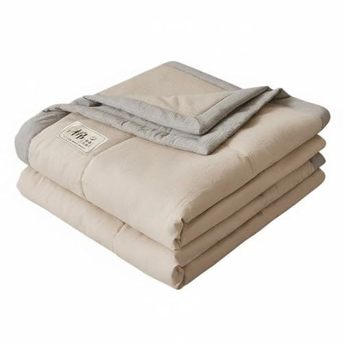 kowaku Manta de Verano de Algodón Manta Edredón con Cobertura Ligera Que Favorece el Algodón Transpirable y Resistente Prácticos Adecuada para Dormitorio, 100x150cm, Doble Color Café
