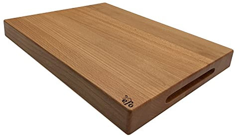 EFO Schneidebrett Holz 40x30x4 cm | Großes Küchenbrett aus Buchenholz | Holzbrett Küche mit praktischen Griffen | Holzschneidebrett für Brot, Fleisch und Gemüse | Langlebiges Servierbrett