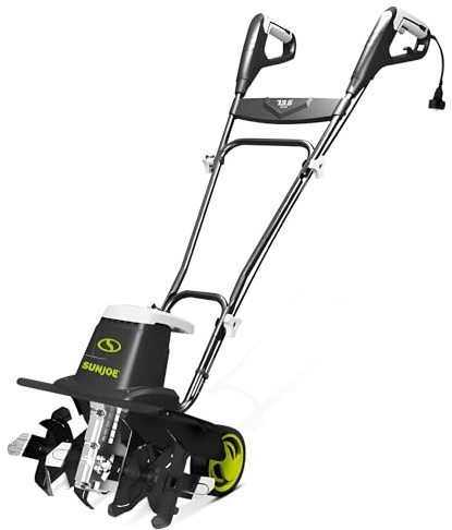 Sun Joe Corded Electric Garden Tiller & Cultivator with Steel Tines, 16, 13.5-Amp Motor - Heavy-Duty Tilling Machine for Lawn, Yard, and Gardening Care, TJ604E