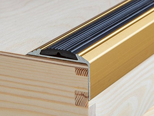 ANODISED Aluminium Anti Non Slip Stair Edge Nosing Trim 900mm x 46mm x 30mm A38, Gold