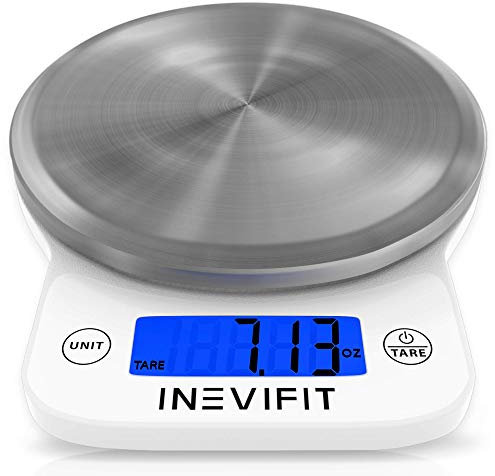 INEVIFIT DIGITAL KITCHEN SCALE, Highly Accurate Multifunction Food Scale White Large