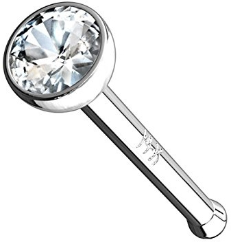 beyoutifulthings Nasen-Piercing ZIRKONIA Nasen-Ring Nasen-Stecker 14 Karat Weißgold Gelbgold Clear Stab-Dicke 0,8/1mm Stab-Länge 6mm Stein 2mm