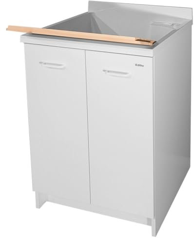 Montegrappa Mobile Lavatoio 60x60x85cm 2 Ante ASSE in Legno Edilla Bianco con Cesto