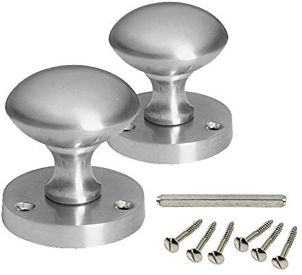 HANDLESTORE Designer Round Mortice Door Knob - Satin Chrome Sprung Door Knobs Set for Internal Wooden Doors (1 Pair)