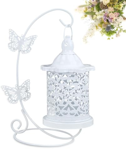 Candelabro in Stile Europeo, Vintage Portacandele a Gabbia per Uccelli da Appendere in Metallo, Cava Decorativa a Forma di Farfalla, Decorazioni per la Casa