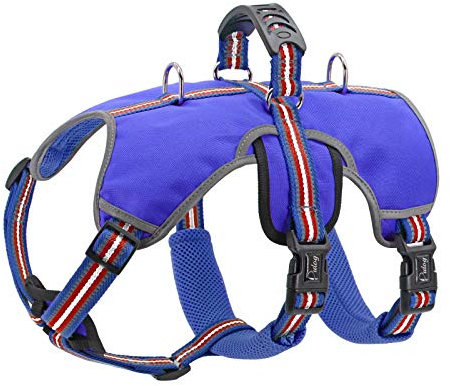 Didog Ausbruchsicheres Hundegeschirr, weich, atmungsaktiv,gepolstert und reflektierend, verstellbar, kein Ziehen, Hundegeschirr mit Hebegriff und doppelten Leinenclips, für mittelgroße und große Hunde