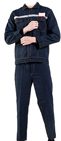 YJKJ Grembiule Saldatore, Tuta da Saldatore, Puro Cotone Denim Blu Assorbimento Dell'umidità Comodo da Indossare Striscia Riflettente,M