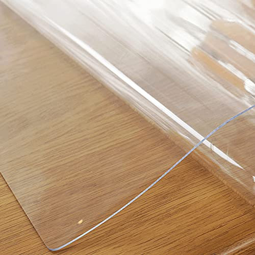 ZYFA Glasklar Folie 1.5 mm PVC,Tischfolie Transparent Klar Tischdecke Tischschutz Schutzfolie Abwaschbar,Glasklar Folie Durchsichtig Garten-Tischdecke Plastik-Tischdecken,Wunschmaß, Größe wählbar