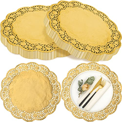 200 Stück 35,6 cm Deckchen, Papierdeckchen, runde Spitzenpapierdeckchen, Einwegfolie, Spitzenpapierdeckchen, Platzdeckchen, Papier-Pad, Papier-Platzdeckchen für Kuchen, Handwerk, Party, Hochzeiten,