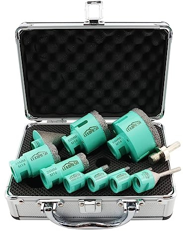 Diamond Core Drill Bits Kit - 10pcs (6/6/8/25/35/50/68mm+Chamfer Milling Bits(6-25mm)+50mm Beveling Chamfer Bit+Adapter) LEKOMESH Tile Hole Saw Kit for Porcelain Tile Ceramic Granite