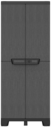 Terry - Ardesia 2680, Schrank mit 2 Türen, 3 verstellbaren und umwandelbaren Regalböden, Steinoptik-Finish, für überdachten Innen- und Außenbereich, 68x39x172 cm