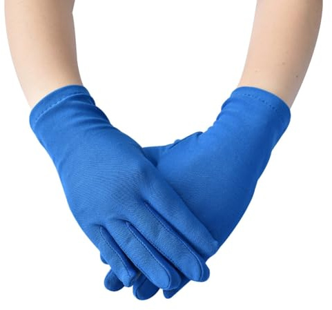 Yurosiay Satin Handschuh Damen Kurz Stretch Satinhandschuhe Abendhandschuhe Dünn Atmungsaktiv Opera Handschuhe Tanzhandschuhe Party Handschuhe für Hochzeit Bälle Teeparty Bankette 22x9cm Rot
